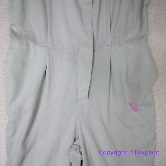 Eloquii *flawed* Short-Sleeve Coverall Jumpsuit light green linen blend, size 18 - Picture 7 of 16